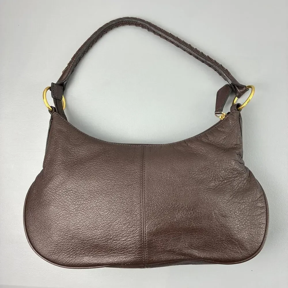 Wilson's Leather Chocolate Brown Handbag Hobo Style with Braided Handle